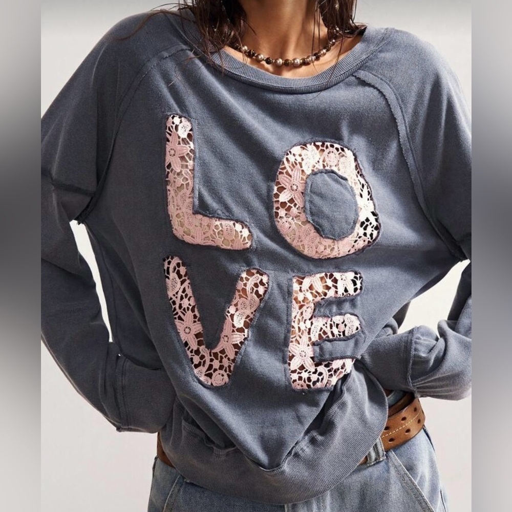 Women's Slate Blue Love Sweatshirt